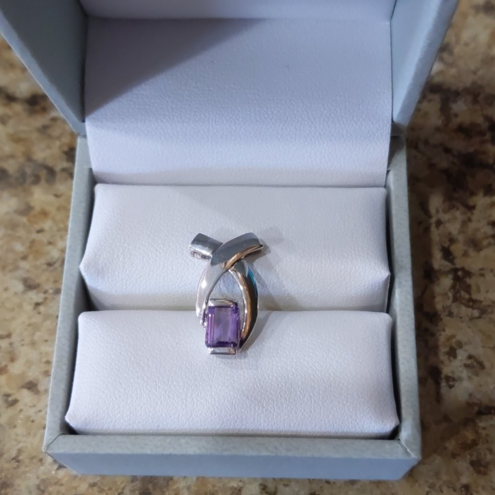 Genuine Amethyst 925 SS Pendant